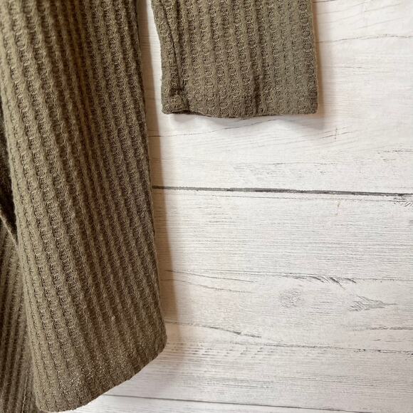 Knox Rose Cardigan Womens Size Large Olive Green Waffle Knit Open Lightweight - Picture 5 of 16